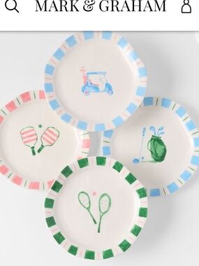 Mark & Graham Cream Ceramic Appetizer Plate Set -8 inch NWOT